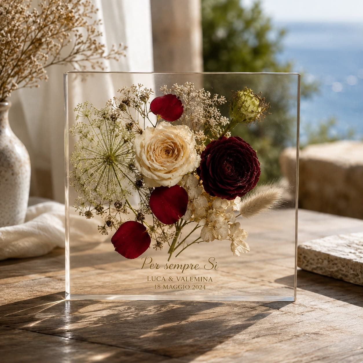 Bouquet da Sposa in Resina — Lastra Quadrata — foto 2 di 3
