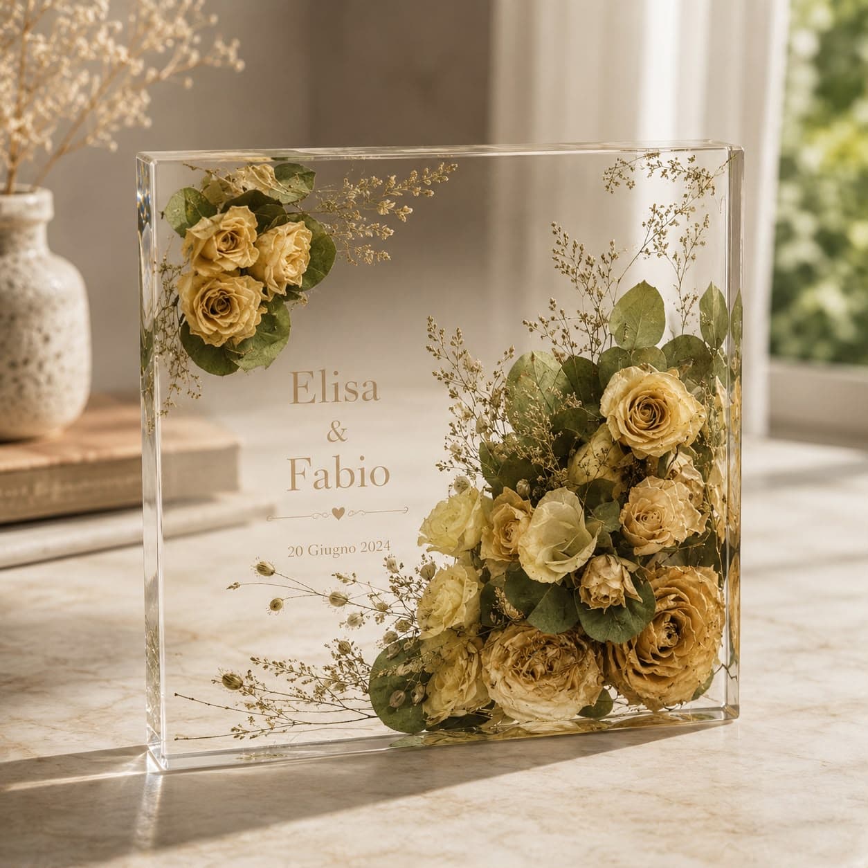 Bouquet da Sposa in Resina — Lastra Quadrata — foto 3 di 3