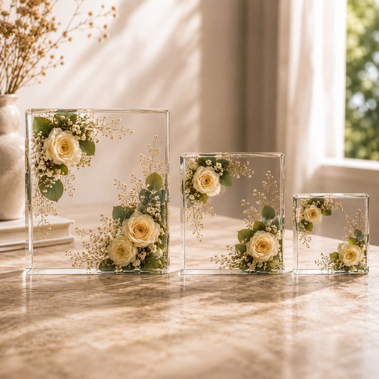 Bouquet da Sposa in Resina — Lastra Quadrata