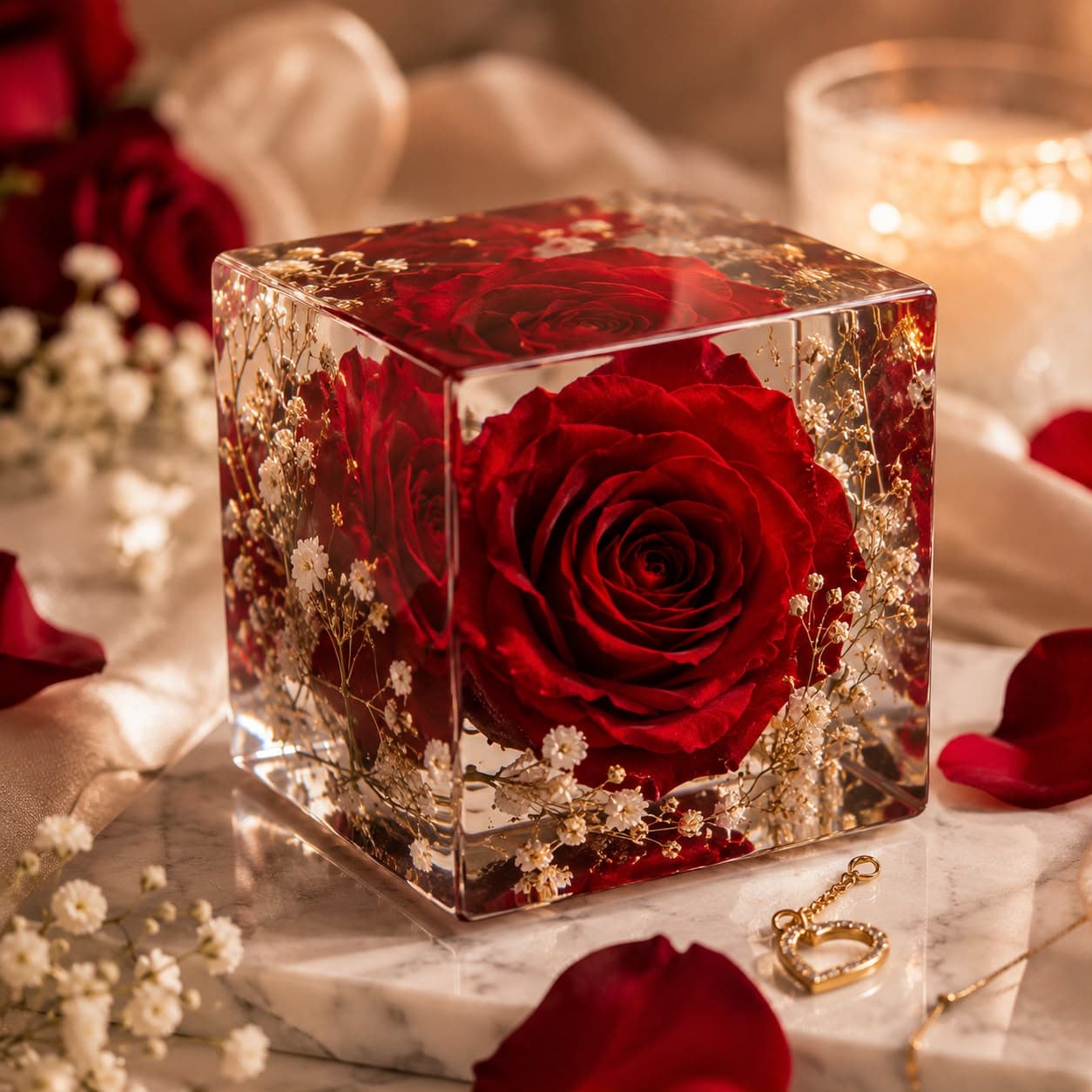 Il Tuo Fiore Eterno — Cubo di Resina